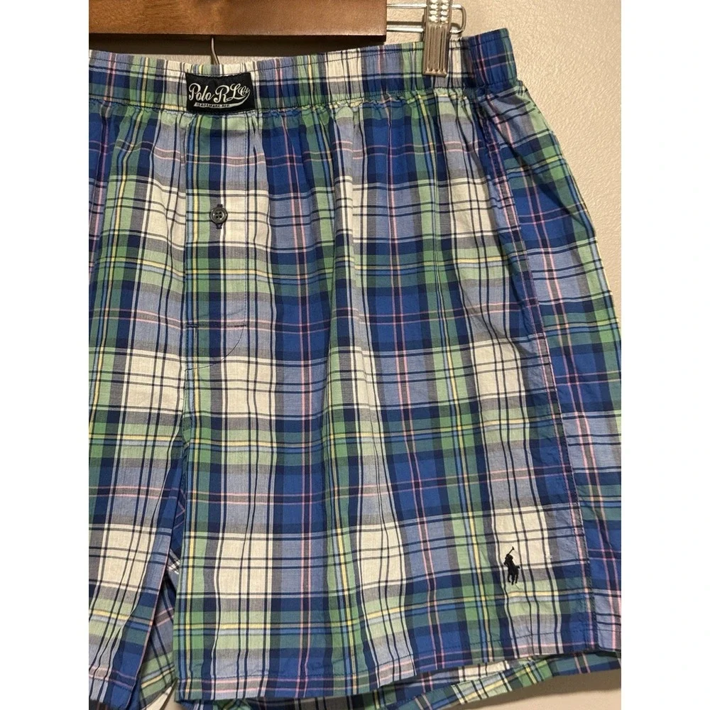 Polo Ralph Lauren Cotton Classic Fit Boxer Shorts (2 Pairs) Plaid Woven Mens XL